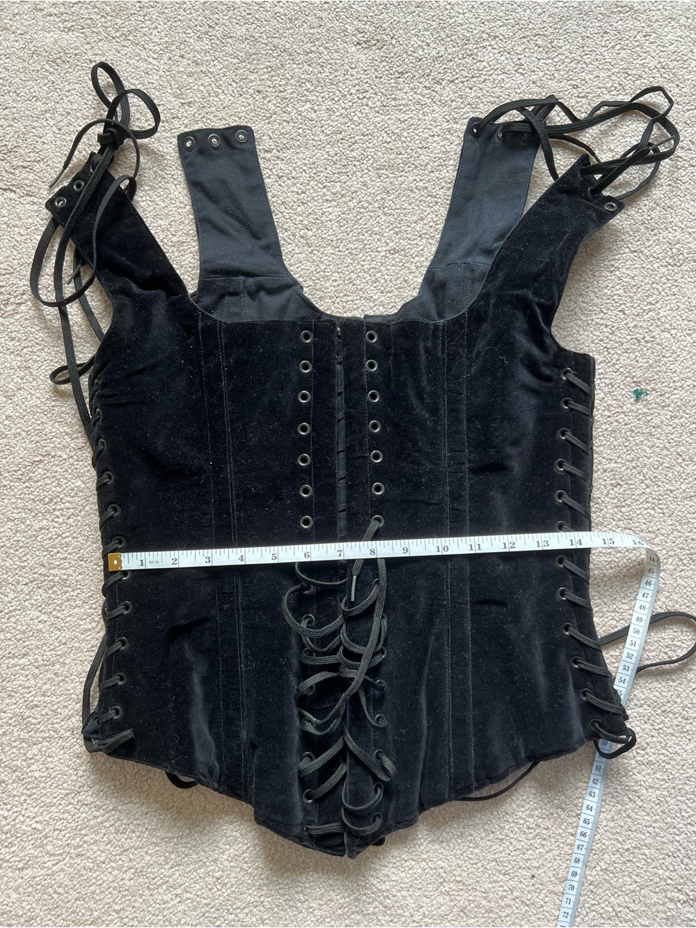 Black Lace-Up Velvet Bodice Corset Top - Picture 5 of 9